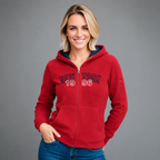 Sudadera polar para Mujer bordada, con manga larga, bolsas frontales, Cuello alto y cierre.
