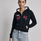 Sudadera polar para Mujer bordada, con manga larga, bolsas frontales y cierre.
