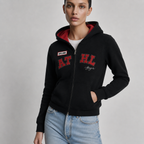 Sudadera polar para Mujer bordada, con manga larga, bolsas frontales y cierre.