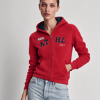Sudadera polar para Mujer bordada, con manga larga, bolsas frontales y cierre.