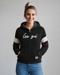 Sudadera polar para Mujer bordada, con manga larga, bolsas frontales y cierre.