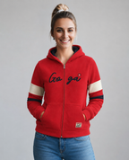 Sudadera polar para Mujer bordada, con manga larga, bolsas frontales y cierre.