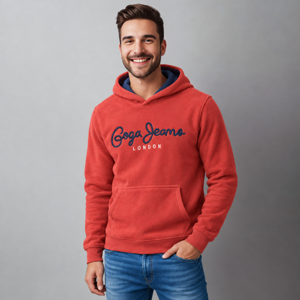 Sudadera Polar para hombre, bordada con manga larga, bolsas frontales.