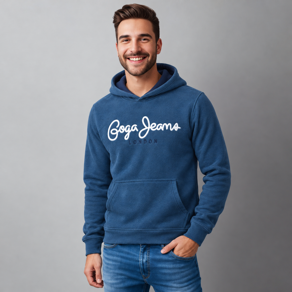 Sudadera Polar para hombre, bordada con manga larga, bolsas frontales.
