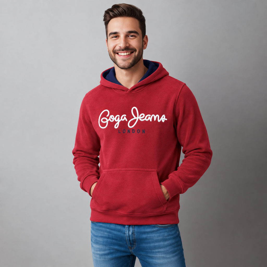 Sudadera Polar para hombre, bordada con manga larga, bolsas frontales.