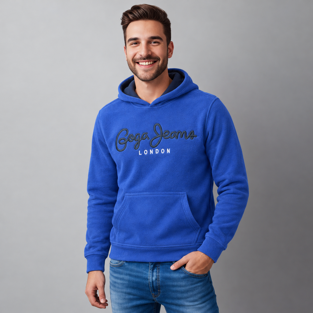 Sudadera Polar para hombre, bordada con manga larga, bolsas frontales.
