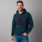 Sudadera polar para hombre, bordada con manga larga, capucha ajustable, bolsas frontales.