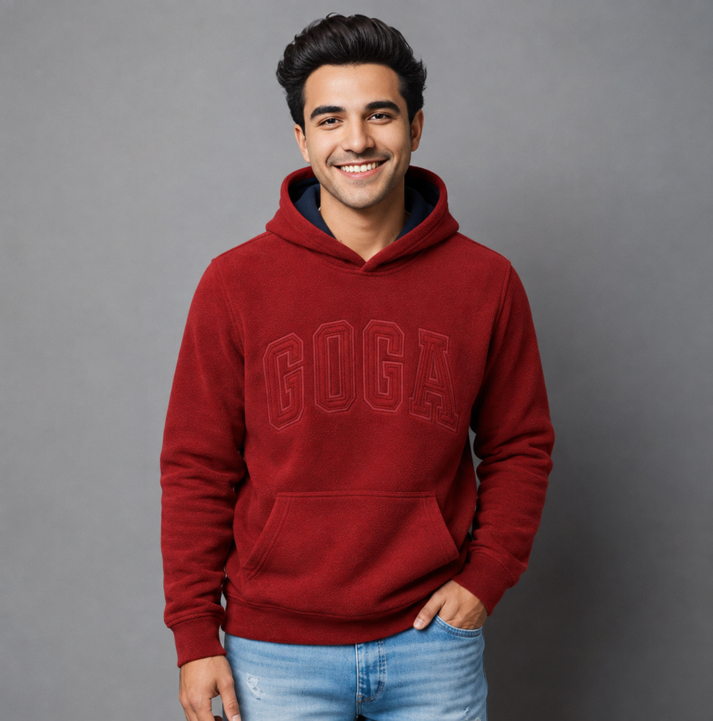 Sudadera Polar Básica para hombre, bordada con manga larga, bolsas frontales.