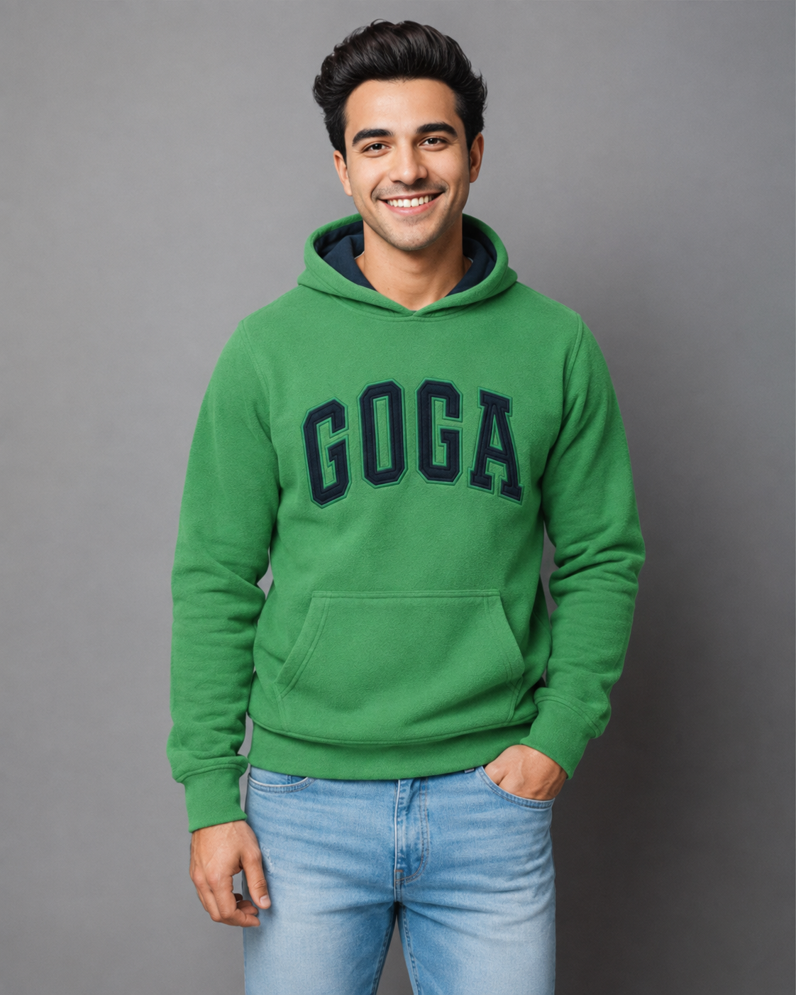 Sudadera Polar Básica para hombre, bordada con manga larga, bolsas frontales.