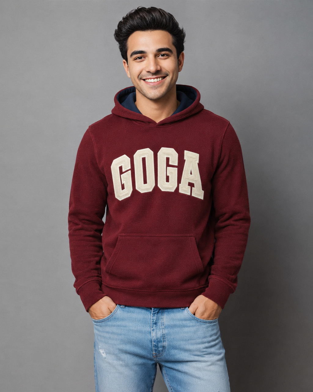 Sudadera Polar Básica para hombre, bordada con manga larga, bolsas frontales.
