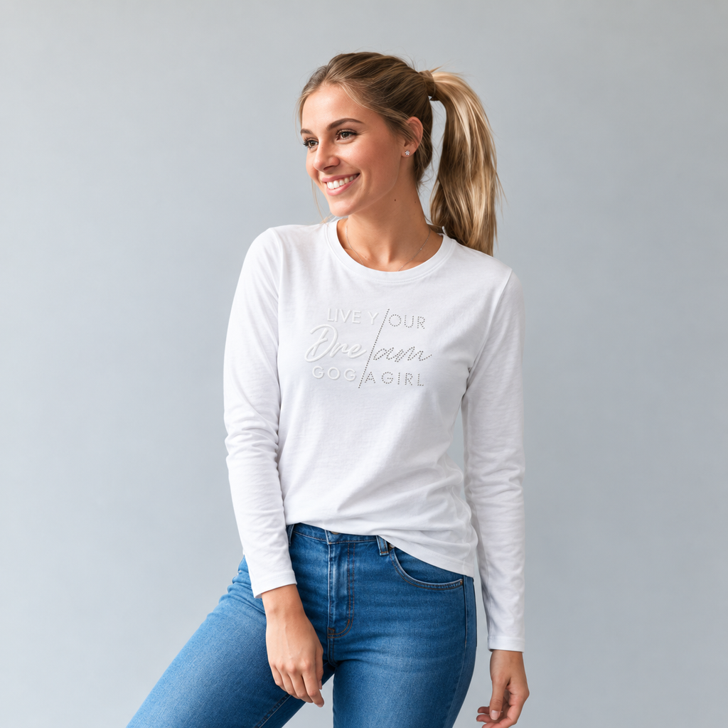 Playera Estampada/Pedrería para mujer.