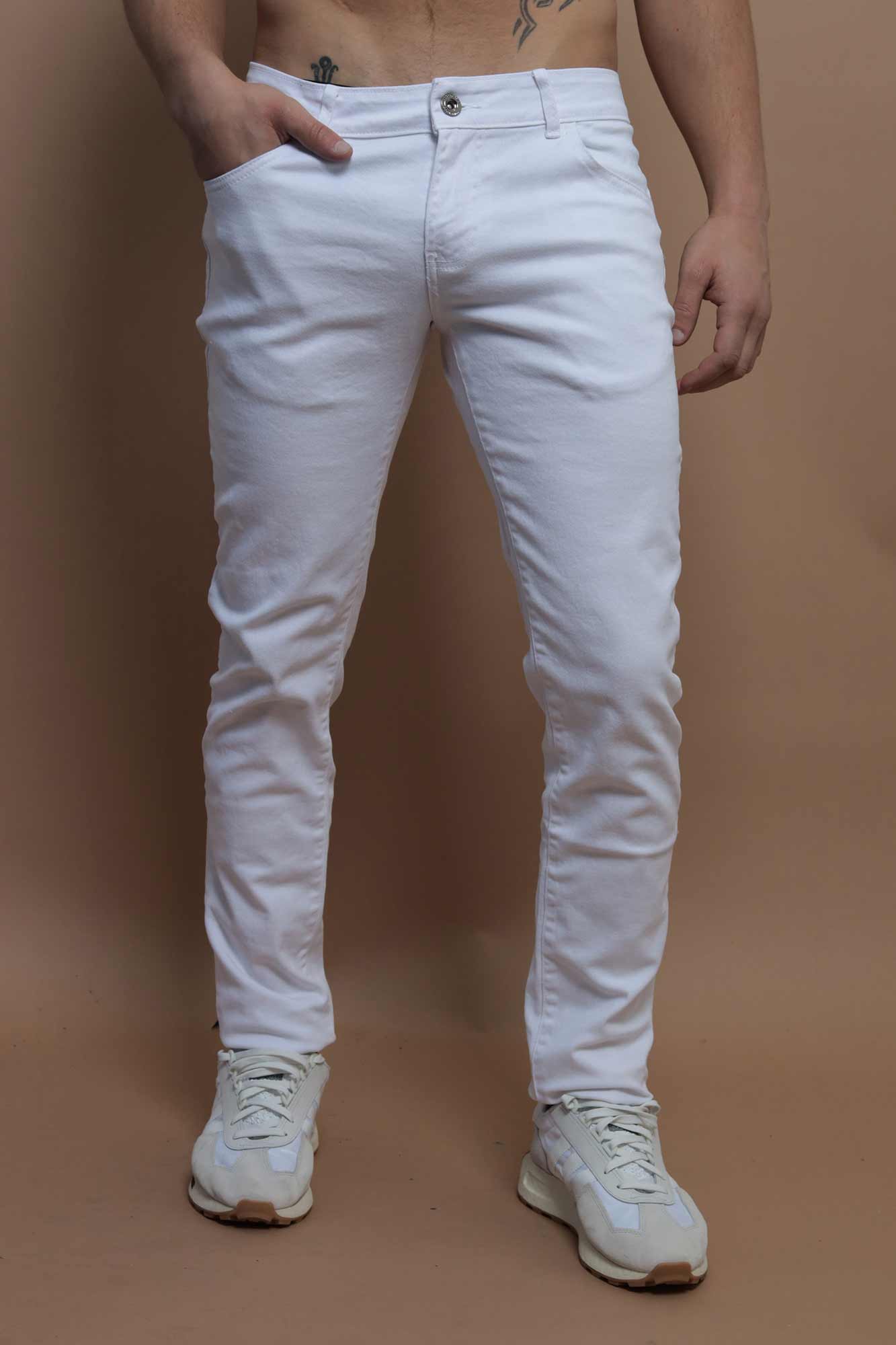Pantalón slim fit blanco para hombre