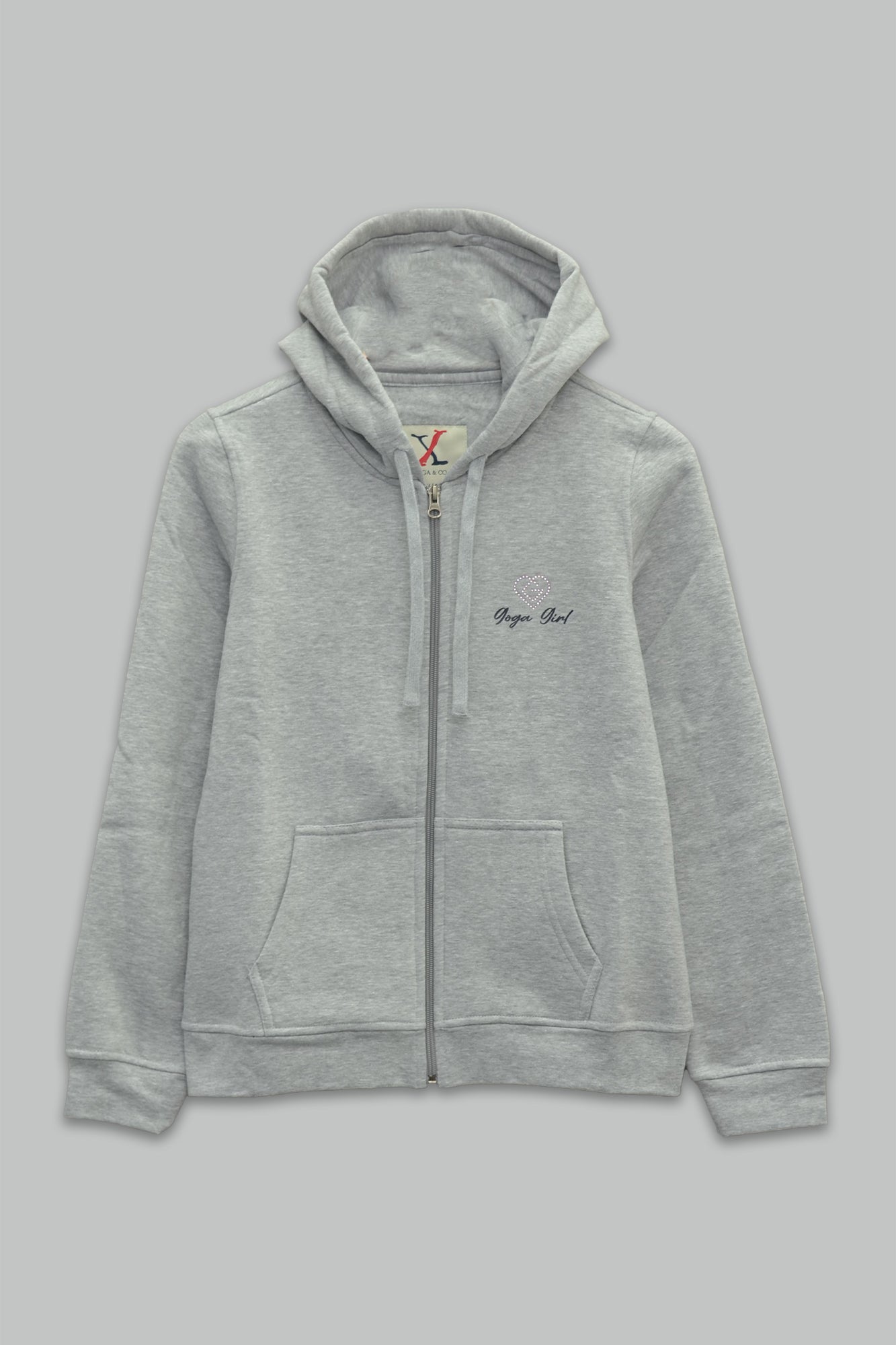 Sudadera felpa para Mujer con manga larga, capucha ajustable, bolsas frontales y cierre.