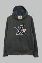 Sudadera polar supersoft para hombre, bordada con manga larga, bolsas frontales y cierre.