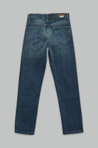 Pantalón de mezclilla Regular fit Stretch con escudos para niño