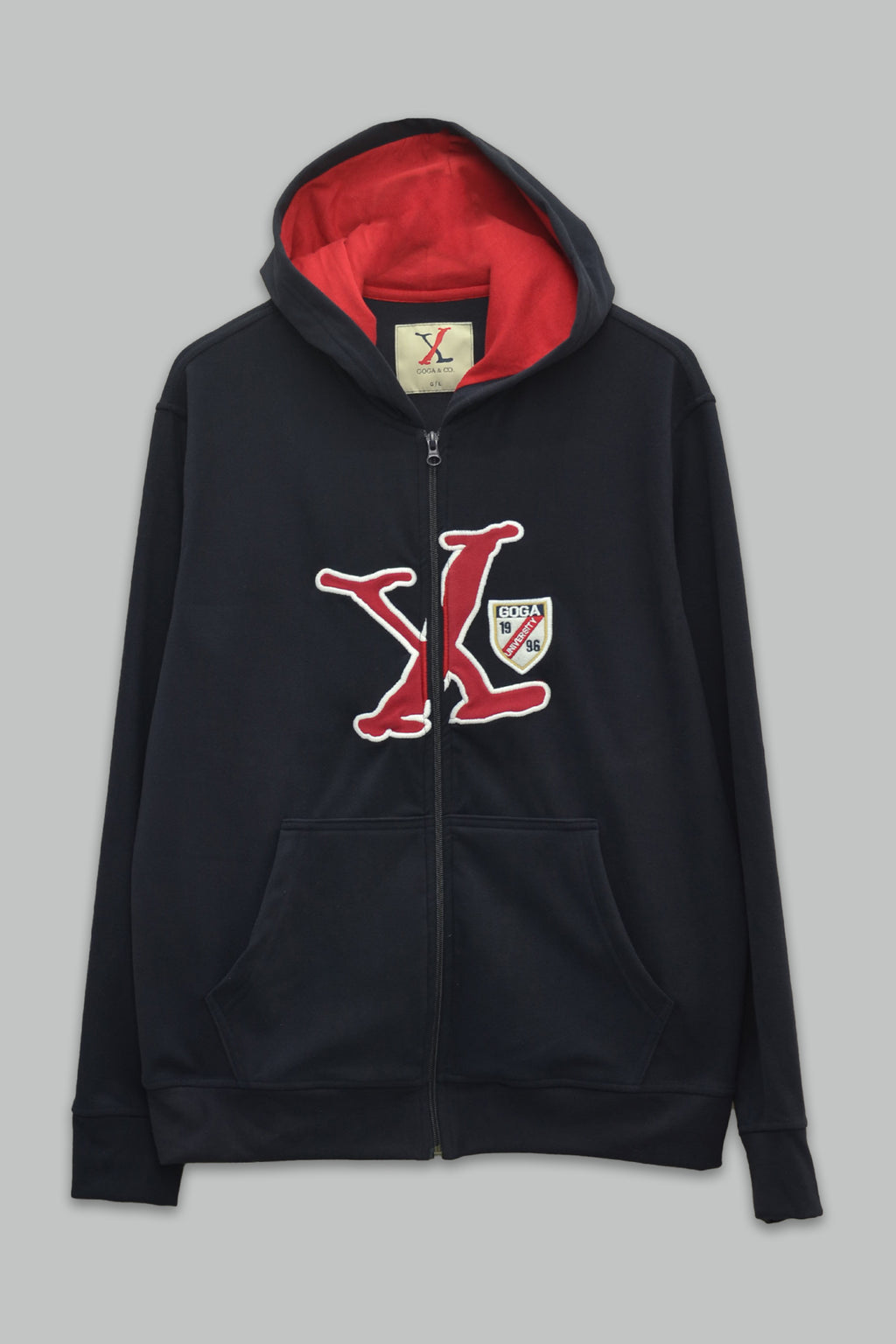 Sudadera polar supersoft para hombre, bordada con manga larga, bolsas frontales y cierre.