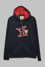 Sudadera polar supersoft para hombre, bordada con manga larga, bolsas frontales y cierre.