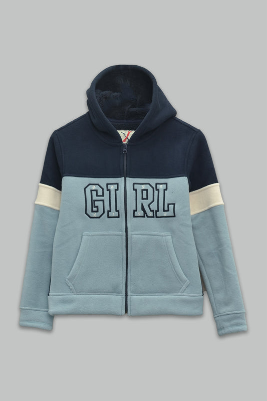 Sudadera polar sherpa para Mujer bordada con manga larga, capucha ajustable, bolsas frontales