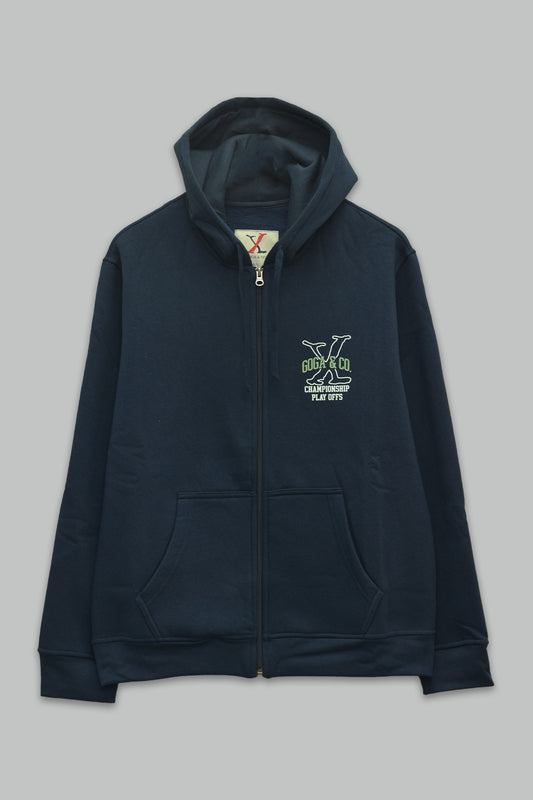 Sudadera felpa para hombre, estampada con manga larga, capucha ajustable, bolsas frontales y cierre.