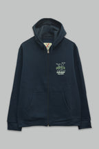 Sudadera felpa para hombre, estampada con manga larga, capucha ajustable, bolsas frontales y cierre.