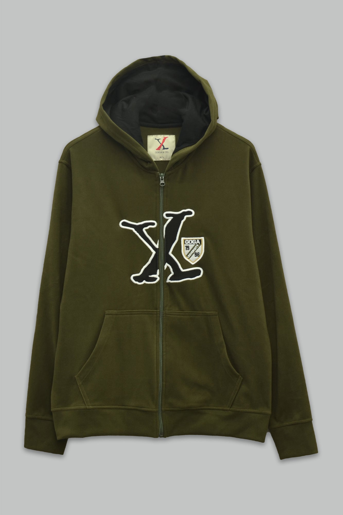 Sudadera polar supersoft para hombre, bordada con manga larga, bolsas frontales y cierre.