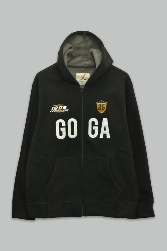 Sudadera polar para hombre, bordada con manga larga, bolsas frontales y cierre.