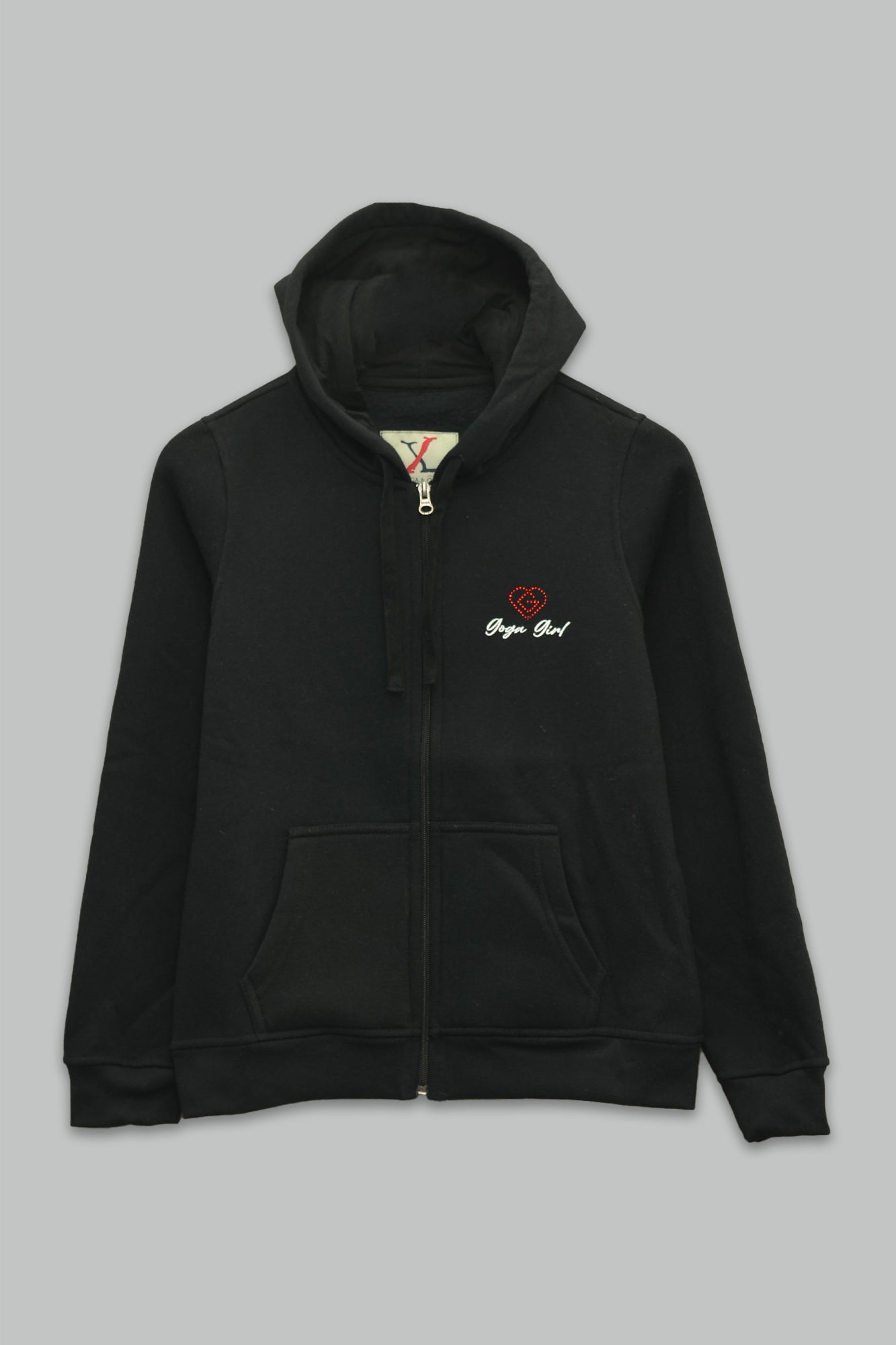 Sudadera felpa para Mujer con manga larga, capucha ajustable, bolsas frontales y cierre.