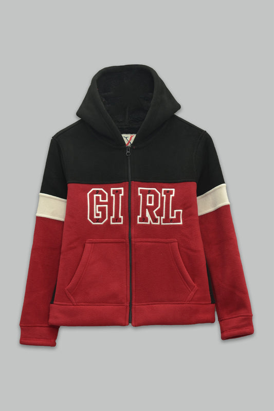 Sudadera polar sherpa para Mujer bordada con manga larga, capucha ajustable, bolsas frontales