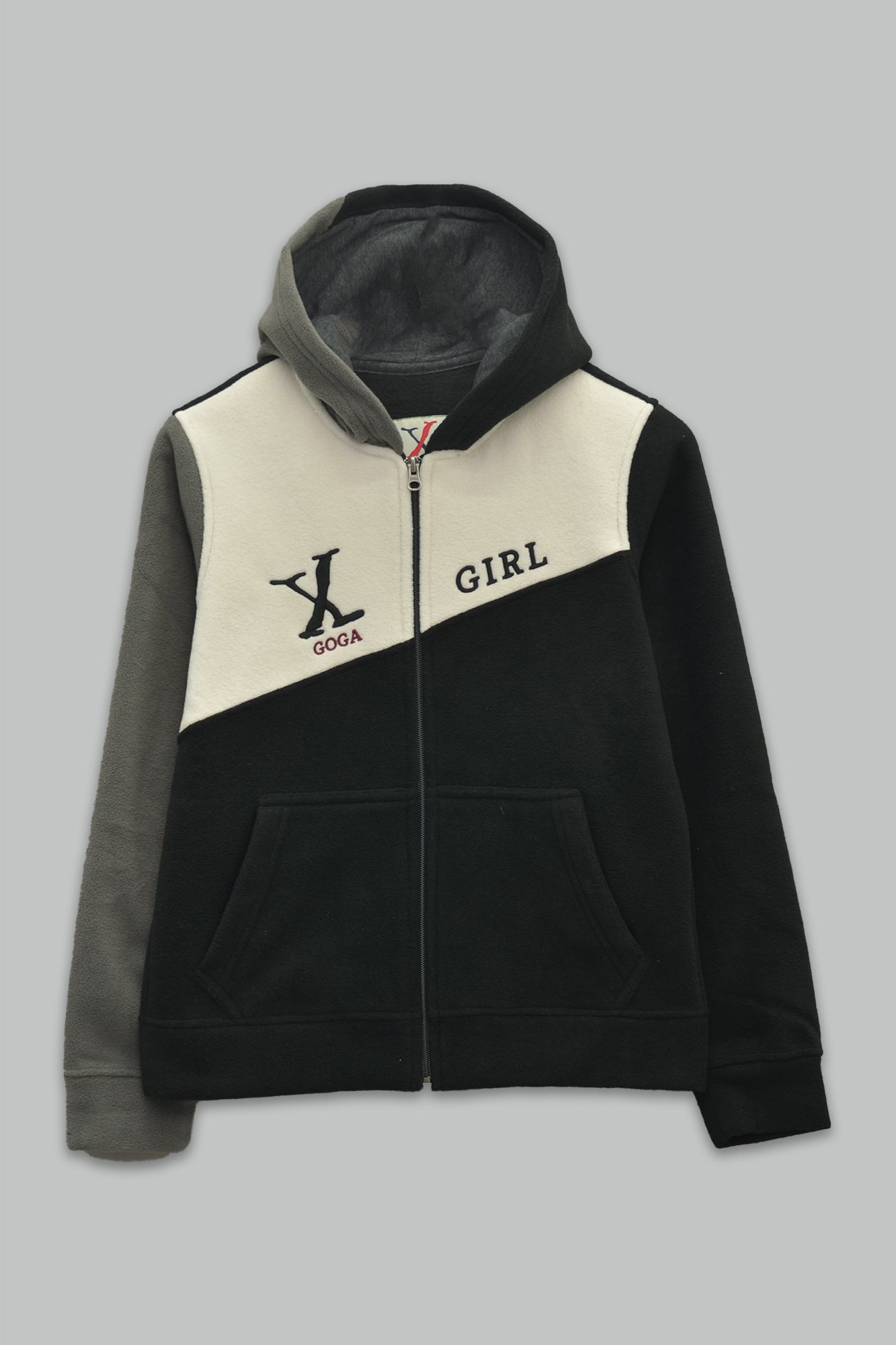 Sudadera polar para Mujer bordada, con manga larga, bolsas frontales y cierre.