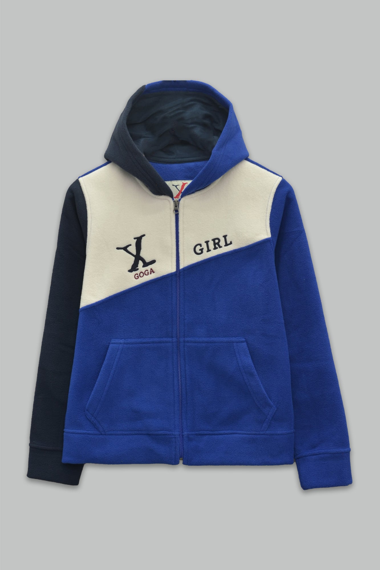 Sudadera polar para Mujer bordada, con manga larga, bolsas frontales y cierre.