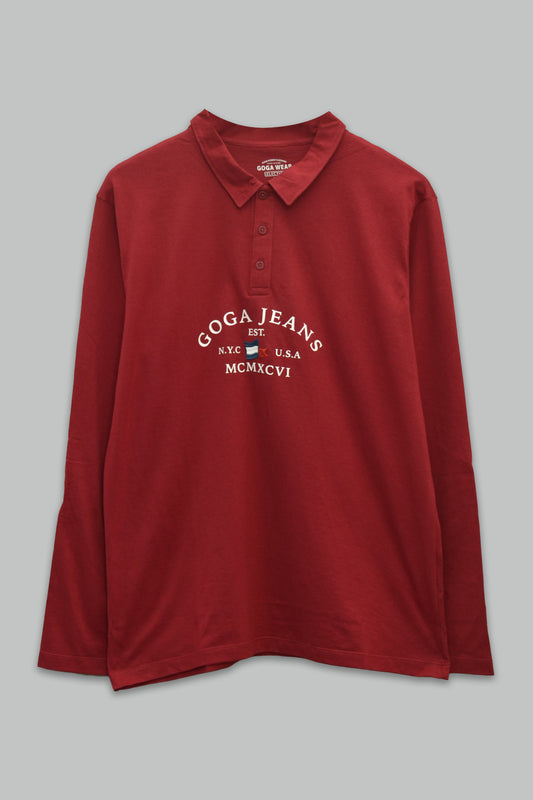 Playera Tipo Polo Estampada y Bordada para Hombre