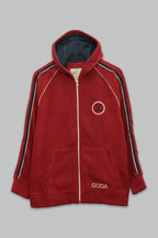 Sudadera polar para hombre, bordada con manga larga, bolsas frontales y cierre.