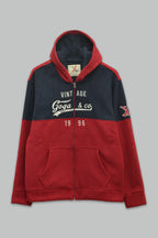 Sudadera polar para hombre, bordada con manga larga, bolsas frontales y cierre.