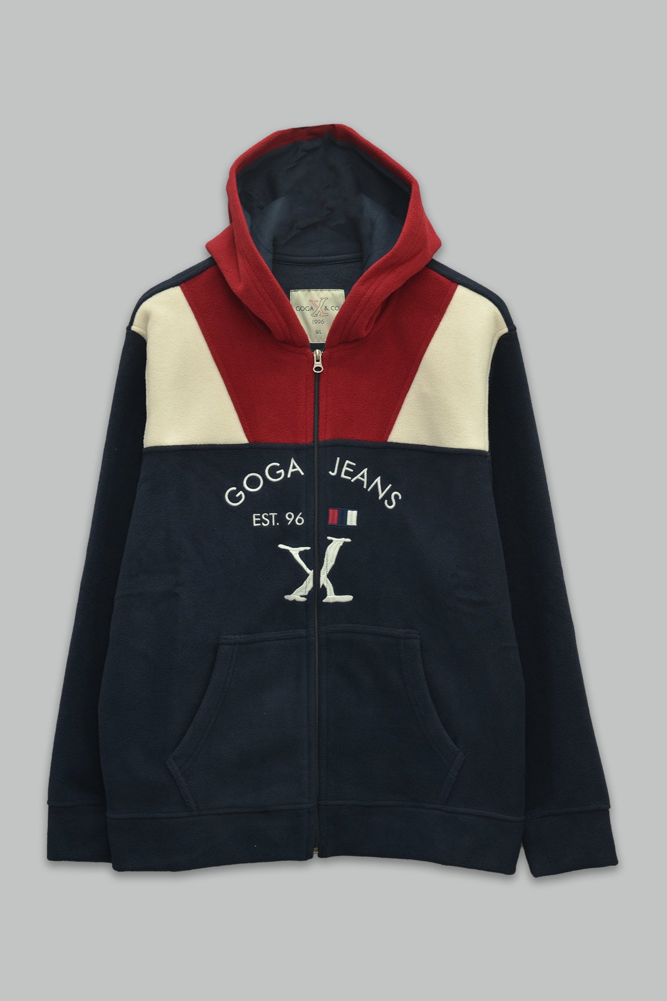 Sudadera polar para hombre, bordada con manga larga, bolsas