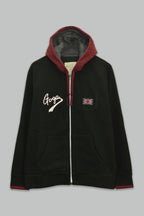 Sudadera polar para hombre, bordada con manga larga, bolsas frontales y cierre.