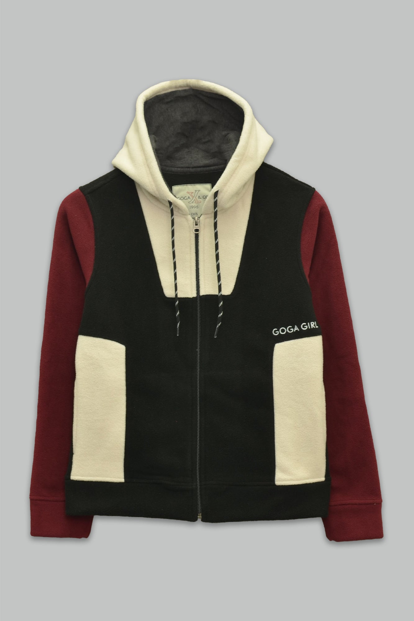 Sudadera polar para Mujer bordada, con manga larga, bolsas frontales y cierre.