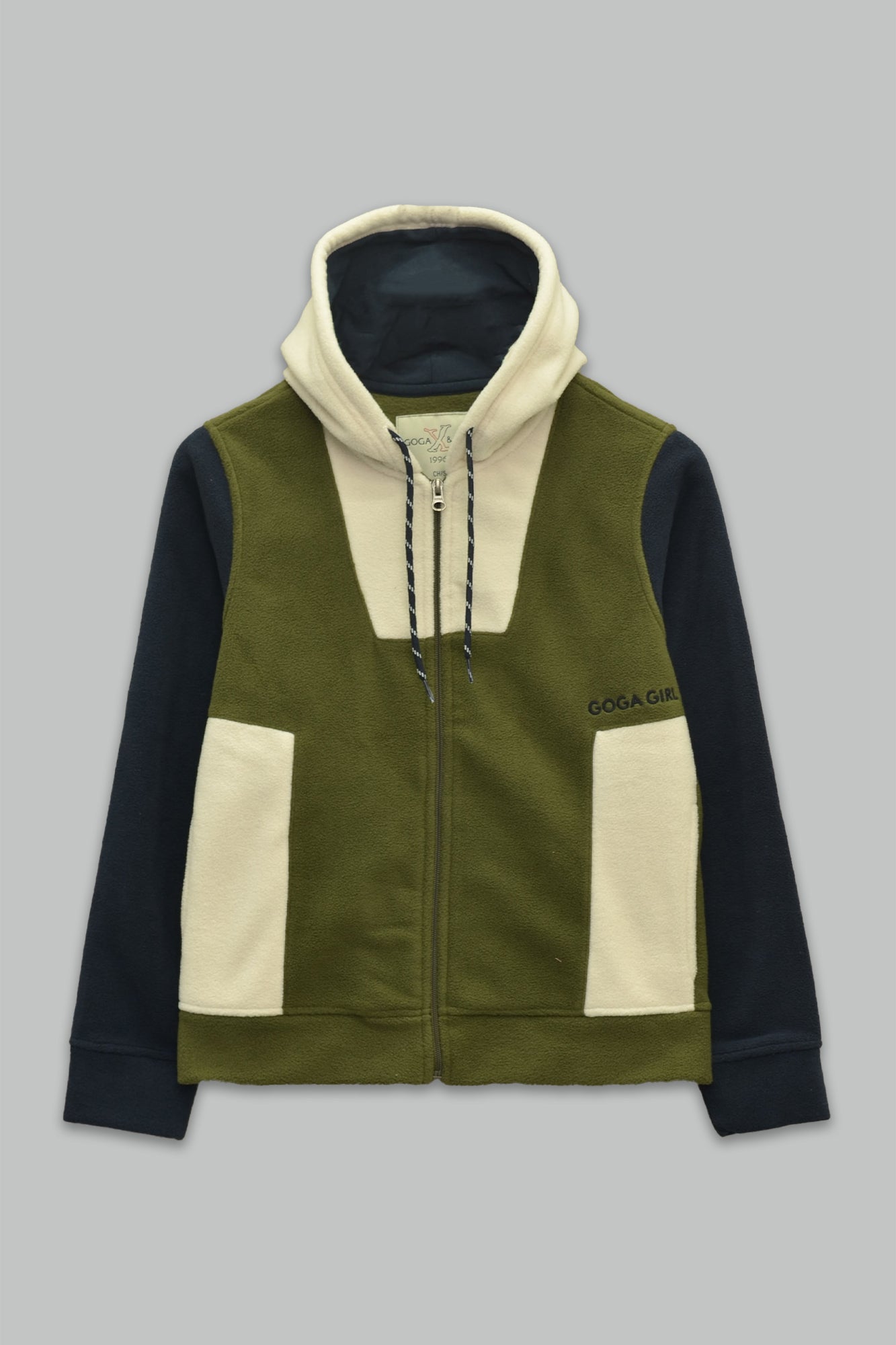 Sudadera polar para Mujer bordada, con manga larga, bolsas frontales y cierre.