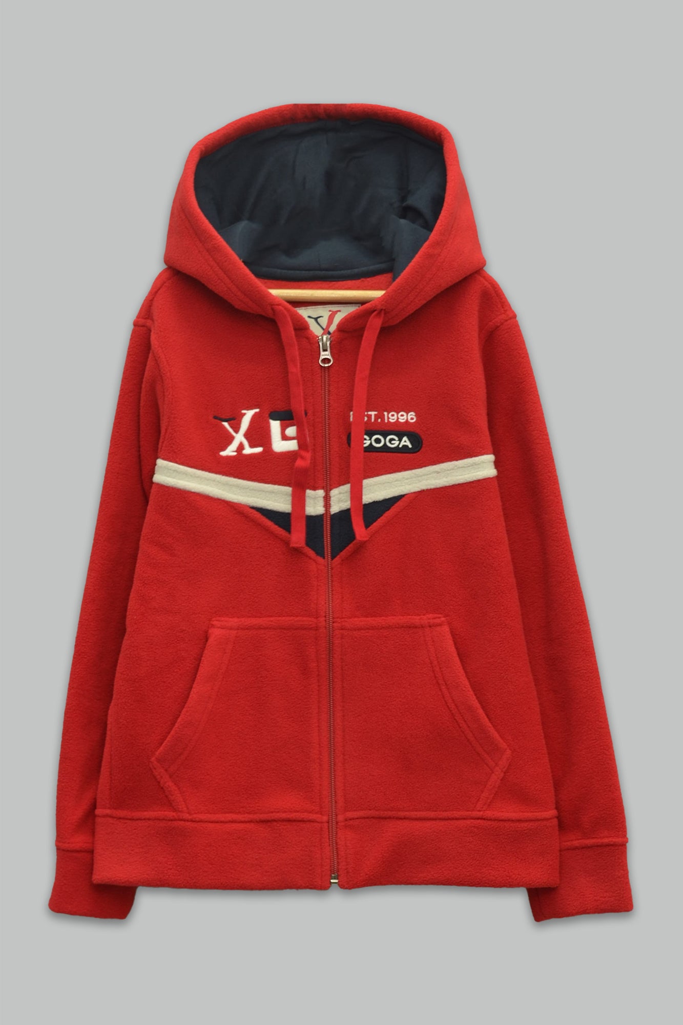 Sudadera polar bordada con capucha ajustable para niña , bolsas frontales y cierre