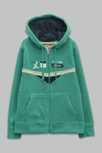 Sudadera polar bordada con capucha ajustable para niña , bolsas frontales y cierre