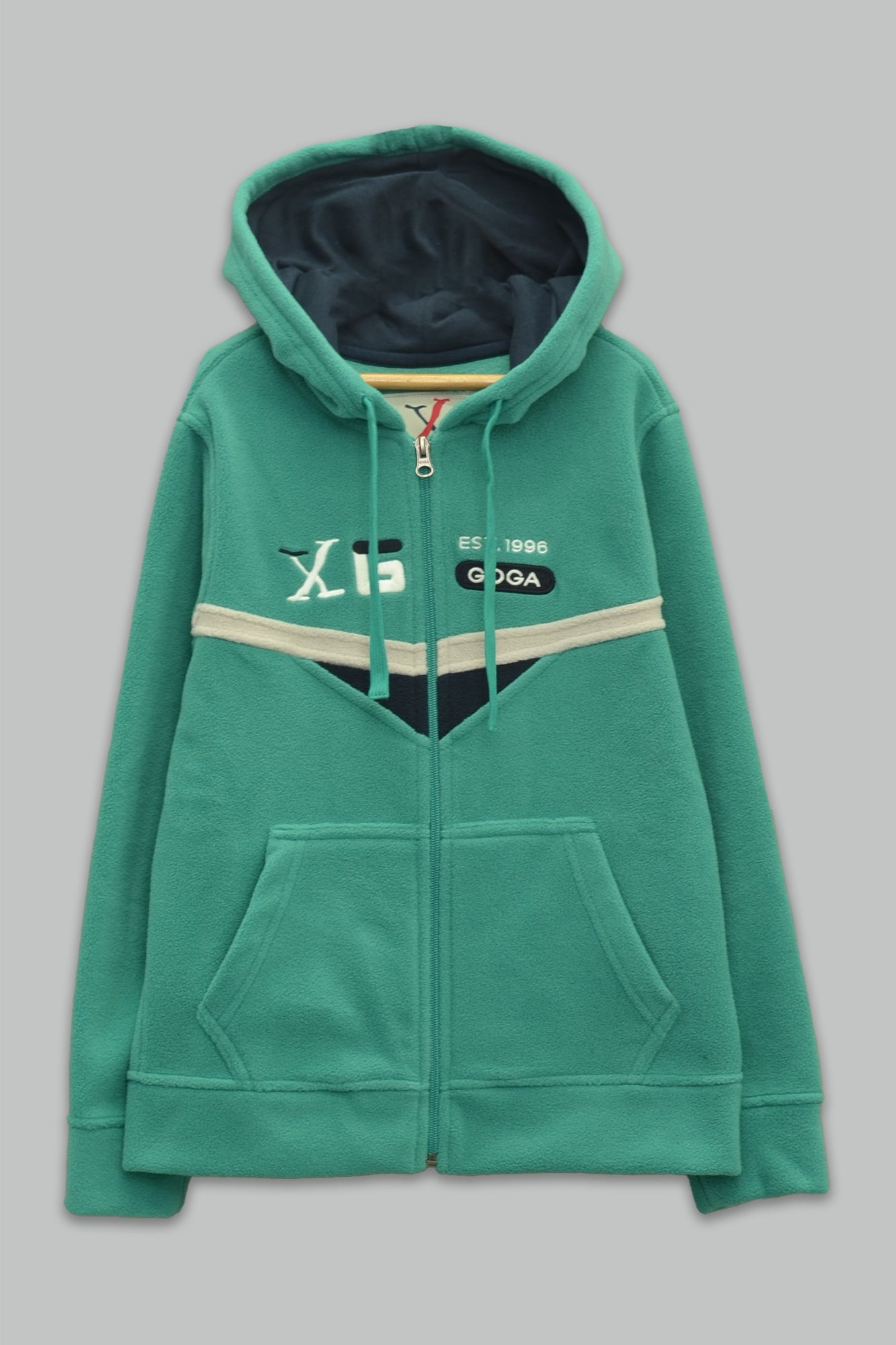 Sudadera polar bordada con capucha ajustable para niña , bolsas frontales y cierre