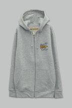 Sudadera felpa para Niño con manga larga, capucha ajustable, bolsas frontales y cierre.