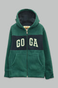 Sudadera felpa Niño bordada con manga larga, capucha ajustable, bolsas frontales y cierre.
