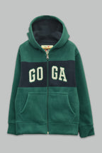 Sudadera felpa Niño bordada con manga larga, capucha ajustable, bolsas frontales y cierre.