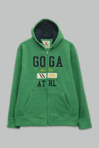 Sudadera polar para hombre, bordada con manga larga, bolsas frontales y cierre.