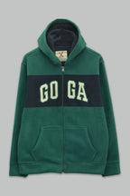 Sudadera polar para hombre, bordada con manga larga, bolsas frontales y cierre.