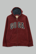 Sudadera polar para hombre, bordada con manga larga, bolsas frontales y cierre.